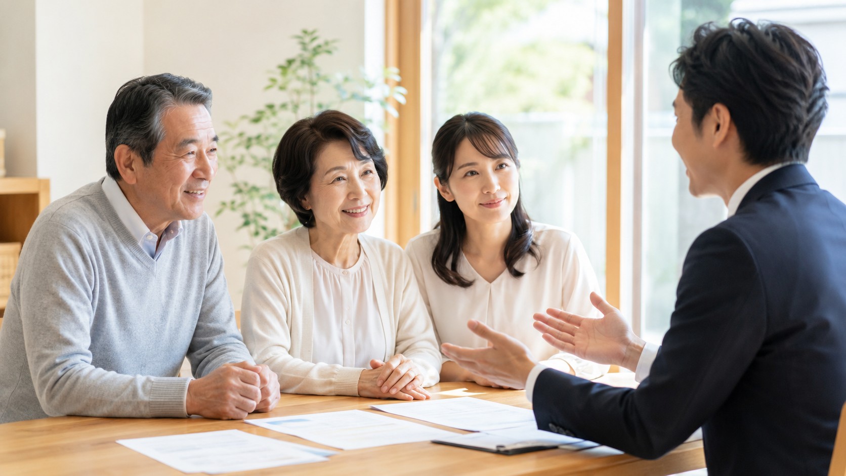 家族が終活について話し合っている様子